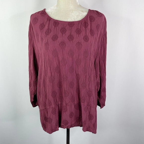 J. Jill JJill 2pc Set Size 4X Top Shirt Skirt Elastic Waist Plum Purple Crinkle - Picture 2 of 12